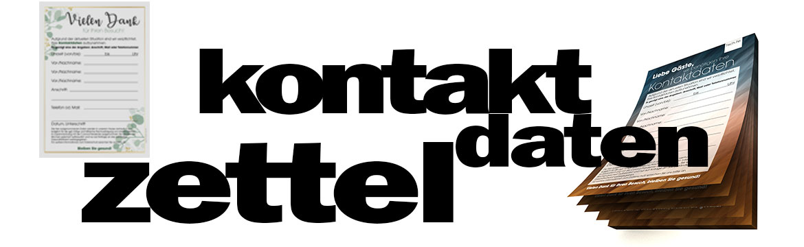 Kontaktdatenzettel für Gastronomie, Handel und Gewerbe