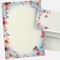 Preview: Blütenreigen DIN A4 floral letter paper with flowers and butterfly design