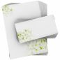 Preview: Motivpapier Frischer Frühling DIN A4 – Weiße Frühlingsblüten auf hellem Grund geben der Seite einen besonders frischen, sauberen Look
