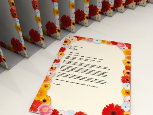 Motivpapier Farbige Gerbera Briefpapier mit Motiv