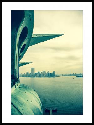 New York "Freiheitsstatue" Retroposter mit den Twin Towers