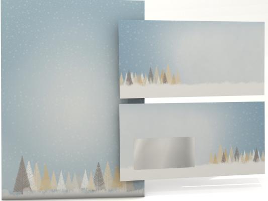 Weihnachtsbriefumschlag mit und ohne Fenster Winterlicher Märchenwald Briefpapier mit Motiv