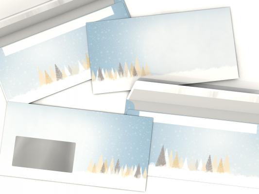 Weihnachtsbriefpapier mit Motiv Winterlicher Märchenwald Briefpapier mit Motiv
