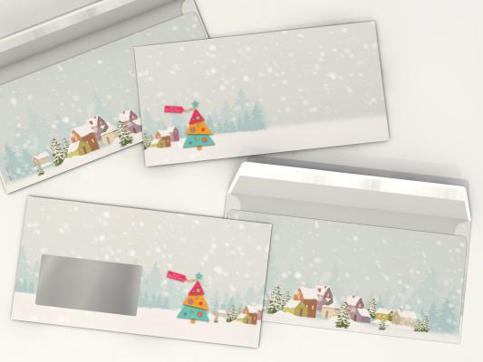 Weihnachtsbriefpapier mit Motiv Buntes Tannenbäumchen Briefpapier mit Motiv