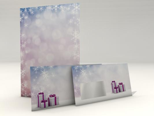Weihnachtspapier Purple Present Briefpapier mit Motiv
