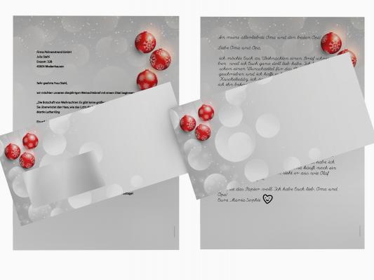 Weihnachtsbriefpapier Weihnachtskugel-Trio Briefpapier mit Motiv