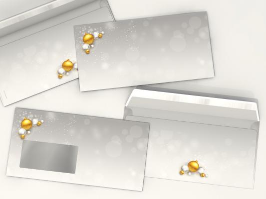 Christmas Stationery Christmas Baubles Silver and Gold Writing paper