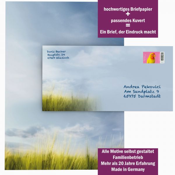 Designansicht der Motivpapier-Serie Jever - mit passenden Kuverts mit passendem Zubehör