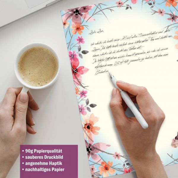 Blütenreigen letter paper suitable for handwriting with fountain pen or ballpoint pen