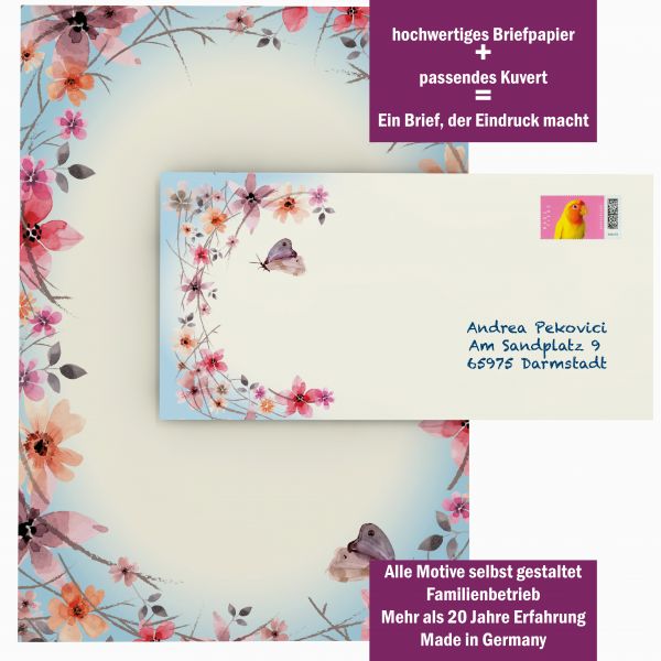 Floral Blütenreigen stationery for invitations thank you notes and business mail