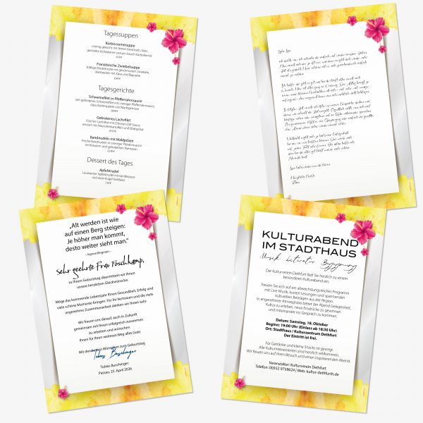 Tropical flowers letter paper with exotic floral design