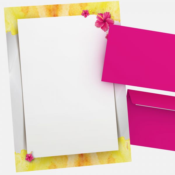 Tropical flowers letter paper with exotic floral design
