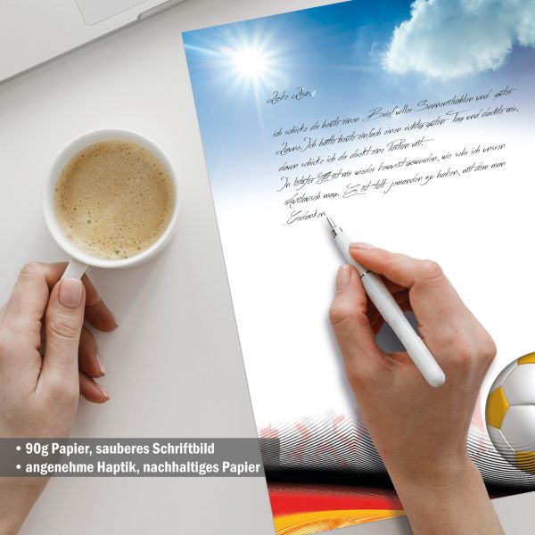 Briefpapier Fußball-WM handschriftlich beschreibbar mit Füller oder Kugelschreiber