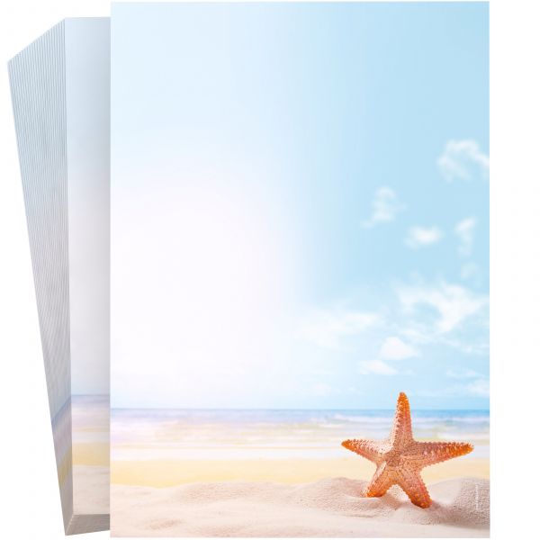 Detailansicht Briefpapier Seestern mit maritimem Strandmotiv