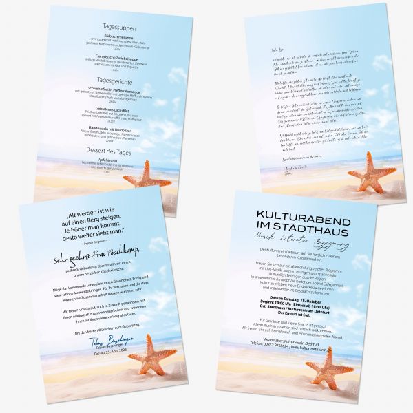 Briefpapier Seestern geeignet für Inkjetdrucker, Laserdrucker und Kopierer