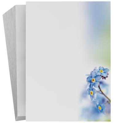Briefpapier Veilchen DIN A4 florales Motivpapier mit blauen Blüten