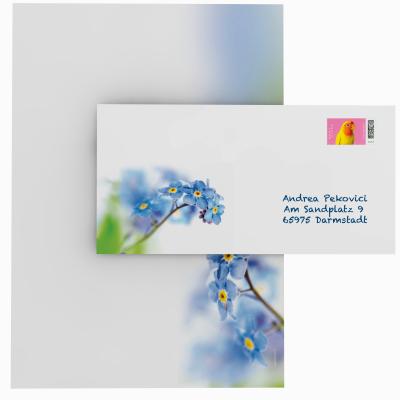 Briefpapier Veilchen DIN A4 florales Motivpapier mit blauen Blüten