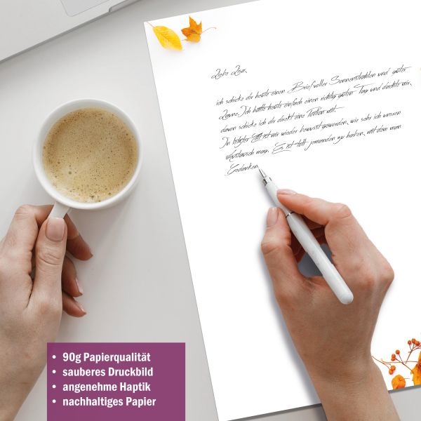 Autumn Leaves stationery collection with paper, envelopes and labels