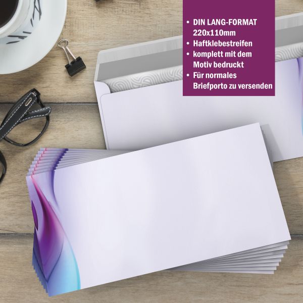 Motivpapier Farbschleier Aqua DIN A4 – Briefpapier mit Kuverts