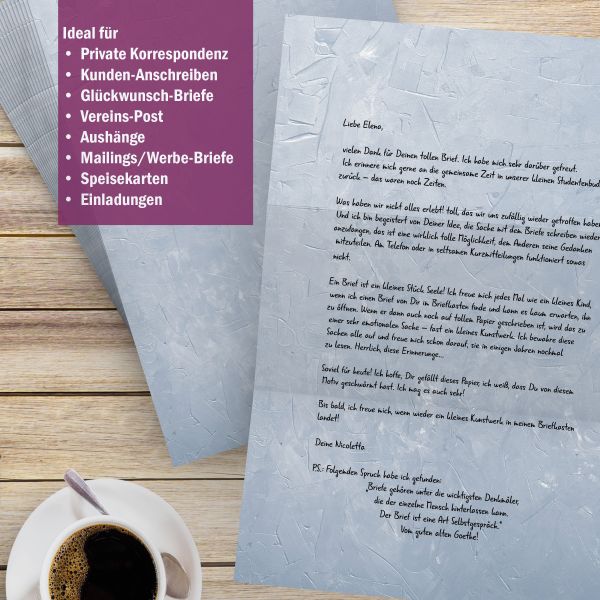 Motivpapier Structure Blau DIN A4 – Briefpapier mit Kuverts