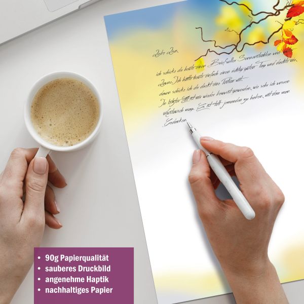 Colourful Autumn stationery collection with paper, envelopes and labels