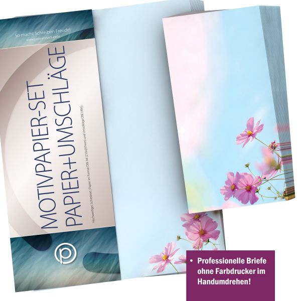 Personalisierbare Adressetiketten im Design Cosmea Blumen