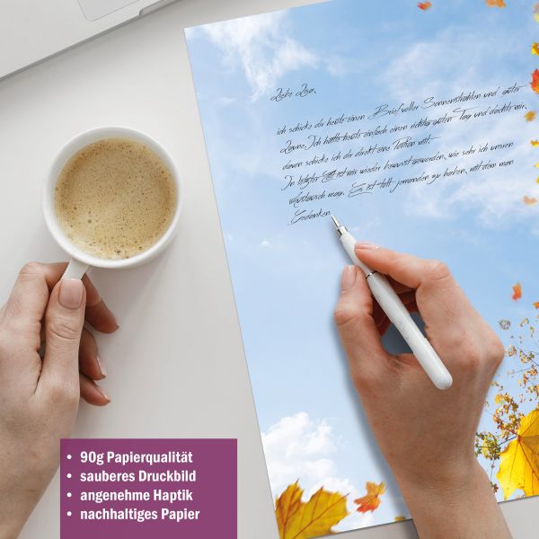 Falling Leaves stationery collection with paper, envelopes and labels