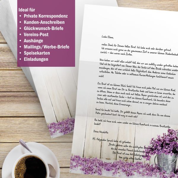 Motivpapier Fleur de Savon DIN A4 – Briefpapier mit Kuverts mit/ohne Fenster