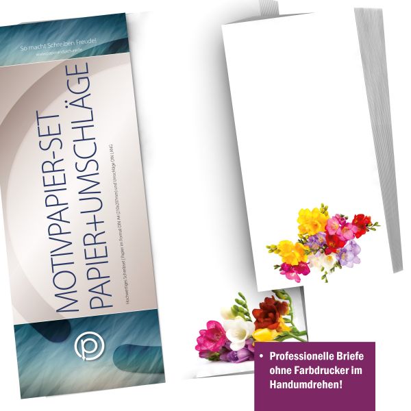 Personalisierbare Adressetiketten im Design Freesien