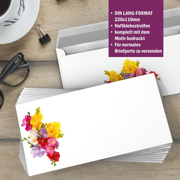 Motivpapier Freesien DIN A4 – Briefpapier mit Kuverts