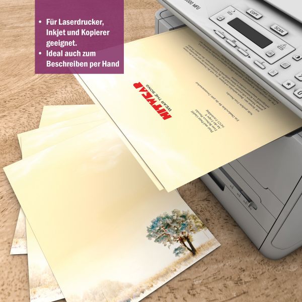 Motivpapier Sonniger Wintermorgen DIN A4 – Briefpapier mit Kuverts