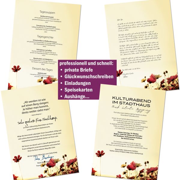 Motivpapier Sunny Flowers DIN A4 – Briefpapier mit Kuverts mit/ohne Fenster
