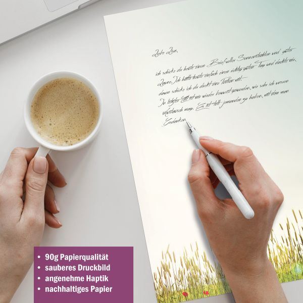 Briefpapier-Serie Herbstgräser mit Papier, Kuverts und Etiketten
