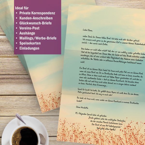 Summer Sky A4 Writing Paper – Stationery with envelopes