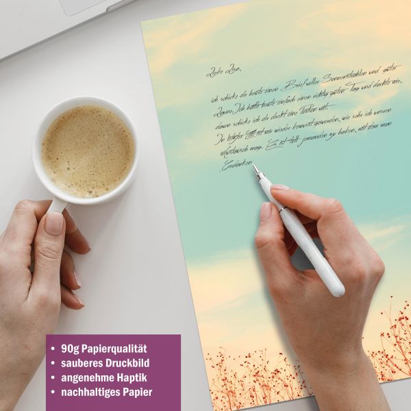 Summer Sky stationery collection with paper, envelopes and labels