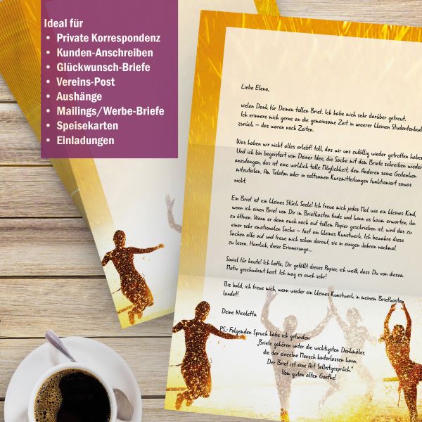Motivpapier Jumping DIN A4 – Briefpapier mit Kuverts
