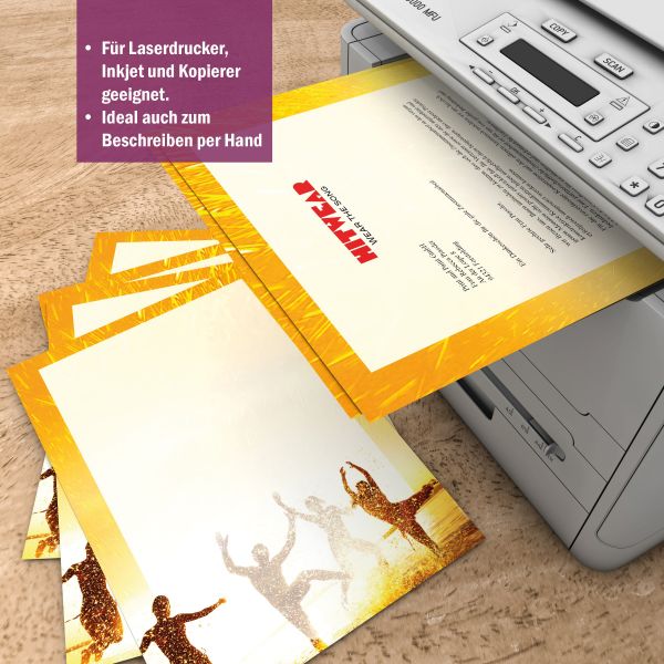 Motivpapier Jumping DIN A4 – Briefpapier mit Kuverts