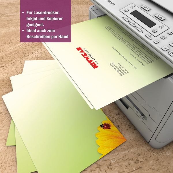 Motivpapier Glückskäfer DIN A4 – Briefpapier mit Kuverts mit/ohne Fenster