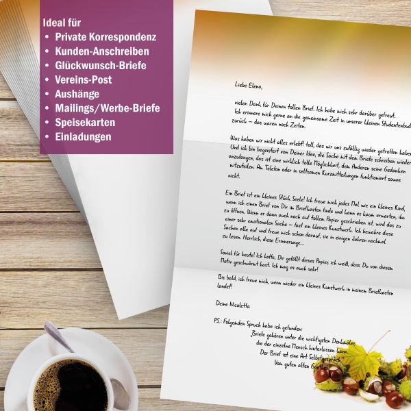 Motivpapier Kastanien DIN A4 – Briefpapier mit Kuverts