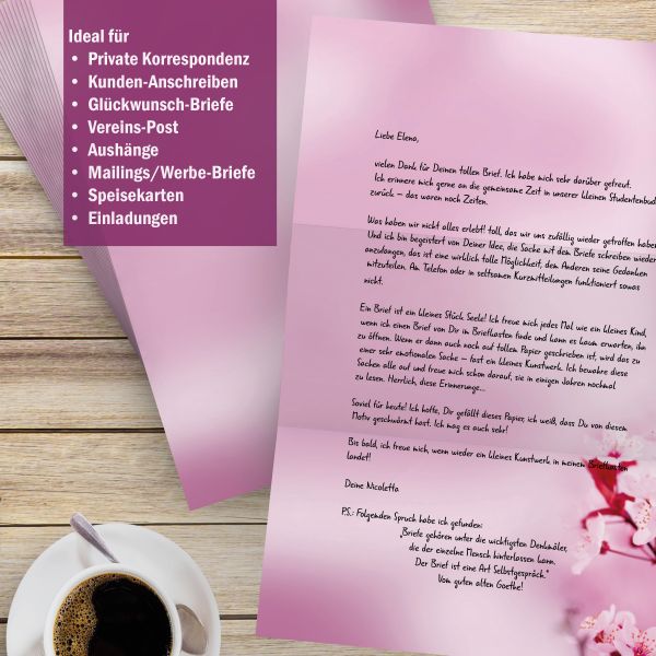 Cherry Blossoms A4 Writing Paper – Stationery with window/non-window envelopes