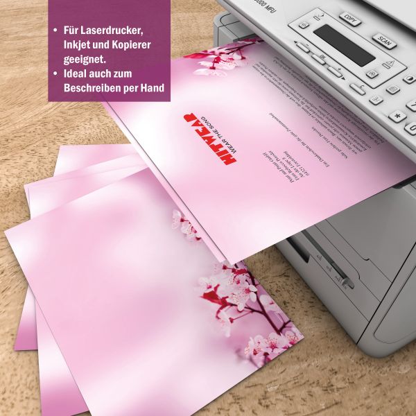 Cherry Blossoms A4 Writing Paper – Stationery with window/non-window envelopes