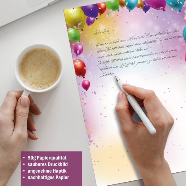 Briefpapier-Serie Lets Party mit Papier, Kuverts und Etiketten