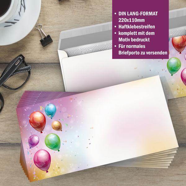 Motivpapier Lets Party DIN A4 – Briefpapier mit Kuverts