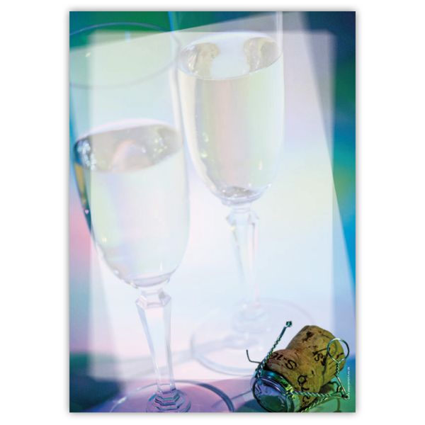 Champagne Glasses A4 decorative writing paper