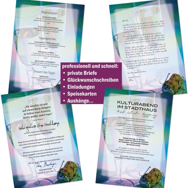 Champagne Glasses A4 Writing Paper – Stationery with window/non-window envelopes
