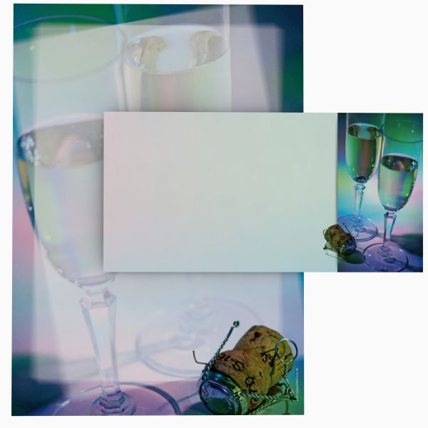Champagne Glasses A4 Writing Paper – Stationery with window/non-window envelopes
