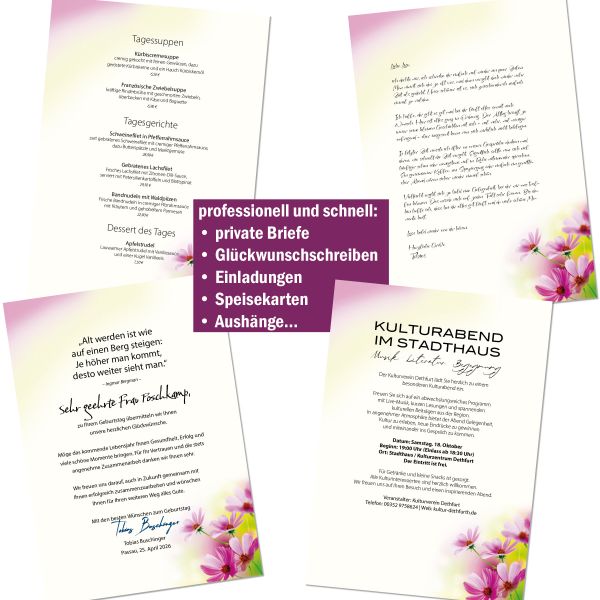 Motivpapier Sommerblumen DIN A4 – Briefpapier mit Kuverts mit/ohne Fenster