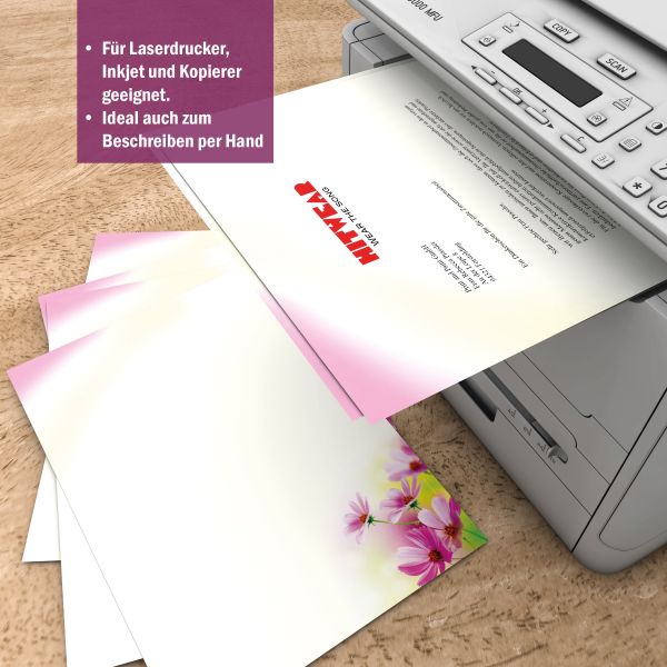 Motivpapier Sommerblumen DIN A4 – Briefpapier mit Kuverts mit/ohne Fenster