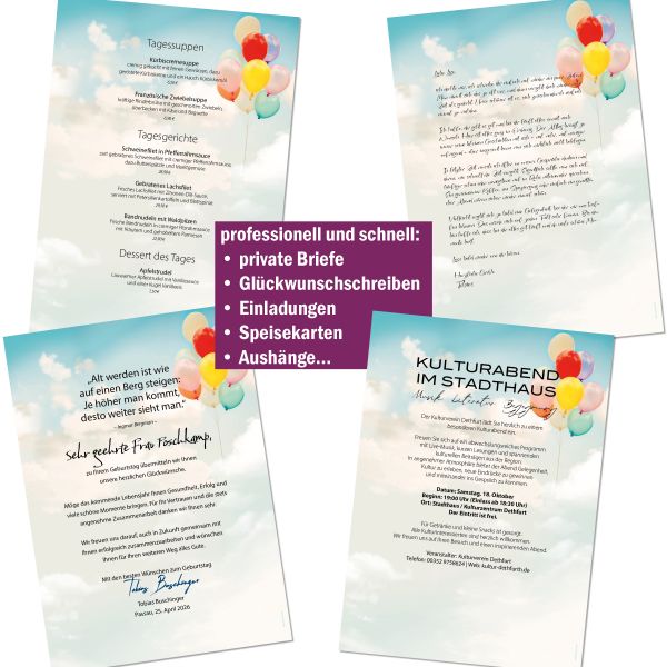 Motivpapier Luftballons DIN A4 – Briefpapier mit Kuverts