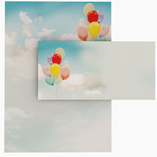 Motivpapier Luftballons DIN A4 – Briefpapier mit Kuverts